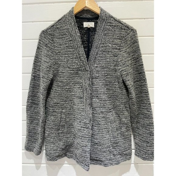 Lou & Grey Women Gray Boucle snaps Jacket wool mohair blend Sz S - Picture 1 of 13